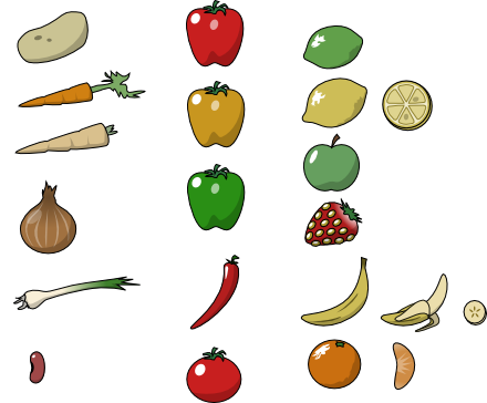  last night and ended up doodling some clip art of some fruit and veg.